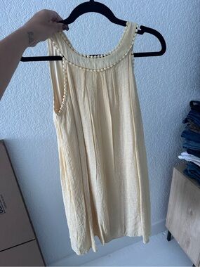 NAIF Pale Yellow Sleeveless Tank Top with Trim